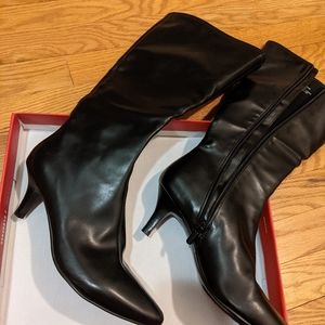IMPO Norris Black Calf Pointed High Heel Boots 7.5